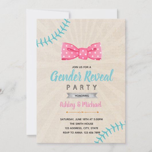 野球または弓のジェンダーリビールの招待 招待状 (正面)