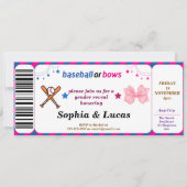 野球または弓ジェンダーの明かすチケット 招待状 (正面)