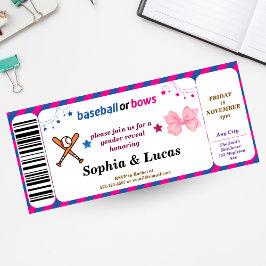 野球または弓ジェンダーの明かすチケット 招待状