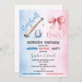 野球または弓ジェンダーの表示パーティー 招待状 (正面/裏面)