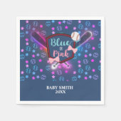 野球または弓ピンクまたは青のジェンダーの明け スタンダードカクテルナプキン (正面)