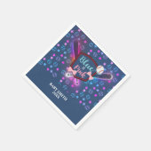 野球または弓ピンクまたは青のジェンダーの明け スタンダードカクテルナプキン (角)