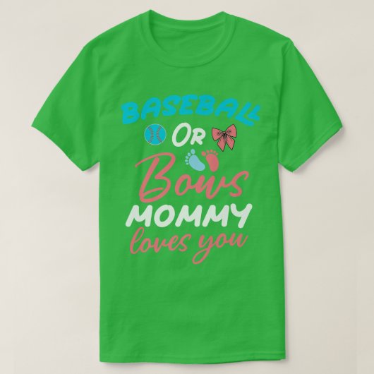 野球または弓ママ愛する野球ジェンダーre tシャツ (デザイン正面)