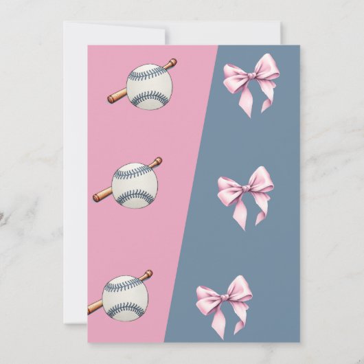 野球または弓青またはピンクの性別の表示 招待状 (裏面)