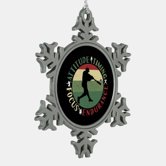 野球やる気を起こさせるチームの価値観 スノーフレークピューターオーナメント (左)