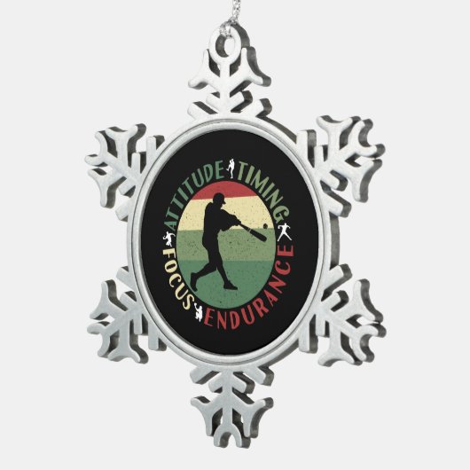 野球やる気を起こさせるチームの価値観 スノーフレークピューターオーナメント (右)