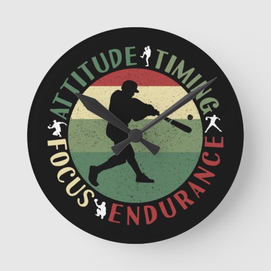 野球やる気を起こさせるチームの価値観 ラウンド壁時計 (正面)