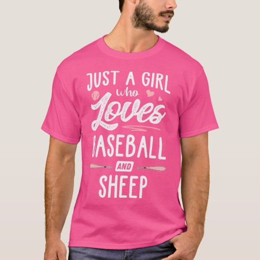 野球やヒツジの女性が大好きな女の子 Tシャツ (正面)