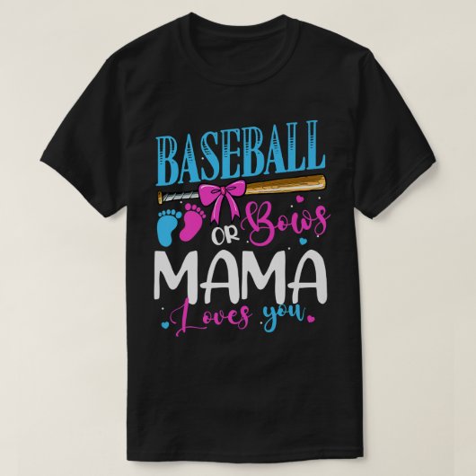 野球や弓ママ愛するピンクやブルージェンデ Tシャツ (デザイン正面)