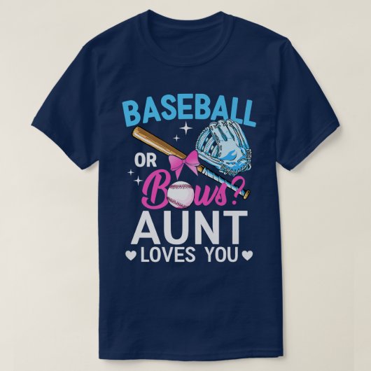野球や弓叔母が愛する性別がピンクを明かす Tシャツ (デザイン正面)