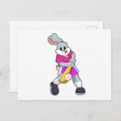 野球をするウサギとバット ポストカード (正面/裏面)