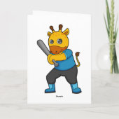 野球をするキリンと野球バット カード (裏面)