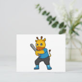 野球をするキリンと野球バット ポストカード (スタンド正面)