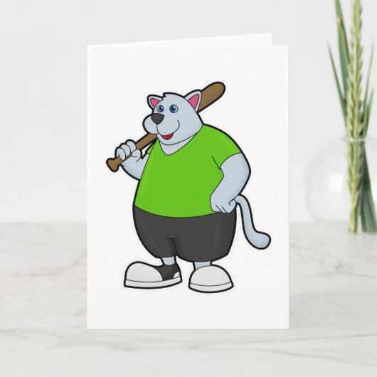 野球をする犬とバット カード (正面)