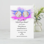 野球をテーマにしたジェンダーのパーティー 招待状 (スタンド正面)