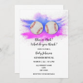 野球をテーマにしたジェンダーのパーティー 招待状 (正面/裏面)