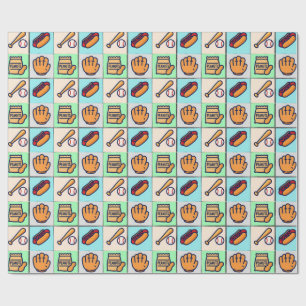 野球をテーマにしたスケッチキューブ ラッピングペーパー