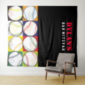 野球をテーマにしたバー(ユダヤ教の)バル・ミツバーフォトオップバックドロップ タペストリー (インサイチュ(横))