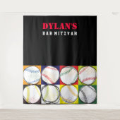 野球をテーマにしたバー(ユダヤ教の)バル・ミツバーフォトオップバックドロップ タペストリー (正面)