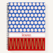 野球をテーマにしたパターン名前をカスタムする ノートブック (正面)