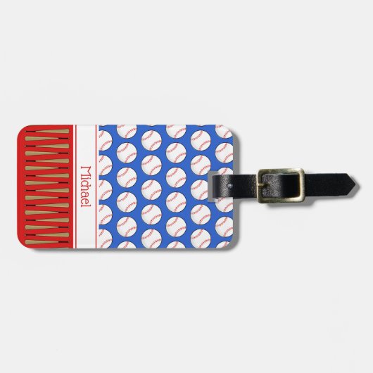 野球をテーマにしたパターン名前をカスタムする ラゲッジタグ (正面横)