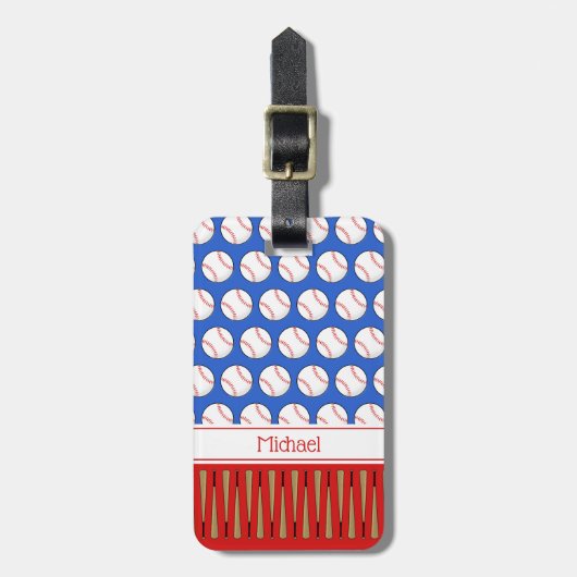 野球をテーマにしたパターン名前をカスタムする ラゲッジタグ (正面縦)