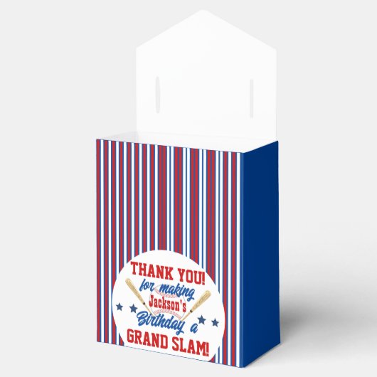 野球をテーマにしたパーソナライズされた誕生日の愛用ボックス フェイバーボックス (オープン)