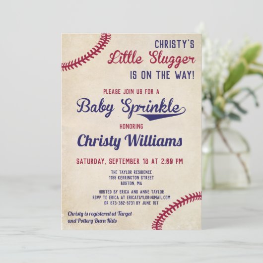 野球をテーマにしたベビーシャワー招待状カード 招待状 (スタンド正面)