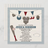 野球をテーマにしたベビーシャワー招待状 招待状 (正面/裏面)