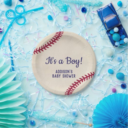 野球をテーマにしたベビーシャワー紙プレート ペーパープレート (パーティー)