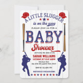 野球をテーマにしたベビーシャワー、男の子のシャワー 招待状 (正面)