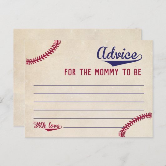 野球をテーマにしたマムカード用ベビーシャワーアドバイス ポストカード (正面/裏面)
