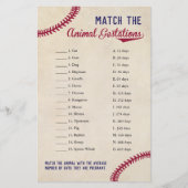 野球をテーマにした動物の駅マッチシャワーゲーム チラシ (正面)