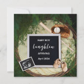 野球をテーマにした妊娠発表 招待状 (正面)