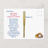 野球をテーマにした少年の赤ちゃんシャワー ポストカード (裏面)