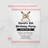 野球をテーマにした少年5thバースデーパーティー 招待状 (正面/裏面)