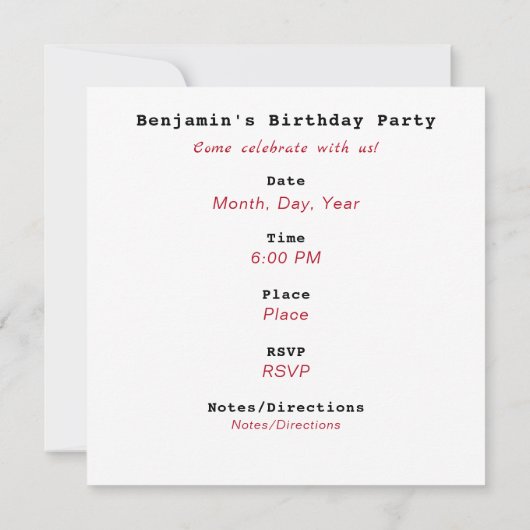 野球をテーマにした招待状HAMbWG 招待状 (裏面)