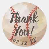 野球をテーマにした有難う ラウンドシール (正面)