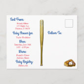 野球をテーマにした男の子のベビーシャワー招待状 ポストカード (裏面)