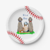 野球をテーマにした男の子の赤ちゃんシャワー ペーパープレート (正面)