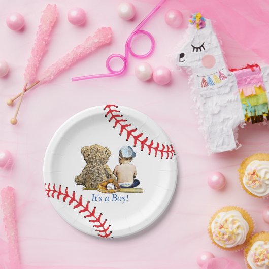 野球をテーマにした男の子の赤ちゃんシャワー ペーパープレート (パーティー)