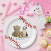 野球をテーマにした男の子の赤ちゃんシャワー ペーパープレート (パーティー)