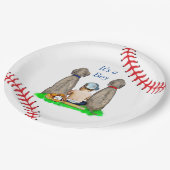野球をテーマにした男の子の赤ちゃんシャワー ペーパープレート (アングル)