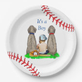 野球をテーマにした男の子の赤ちゃんシャワー ペーパープレート (正面)