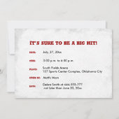 野球をテーマにした誕生日パーティーの招待状 招待状 (裏面)