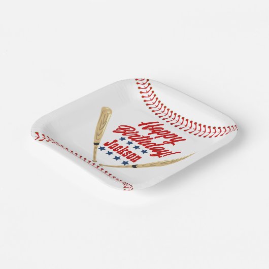 野球をテーマにした誕生日紙プレート ペーパープレート (傾斜あり)