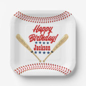 野球をテーマにした誕生日紙プレート ペーパープレート (正面)