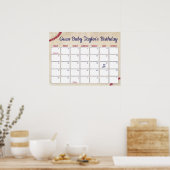 野球をテーマにした赤ちゃんの誕生日予測カレンダー ポスター (キッチン)