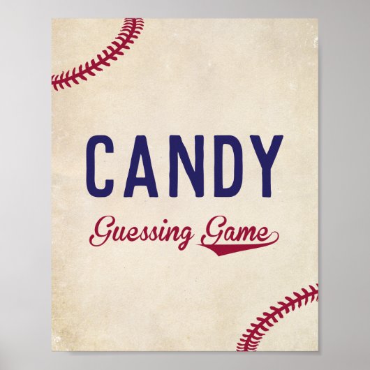 野球をテーマにした赤ちゃんシャワーいくつサインを推測 ポスター (正面)