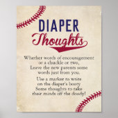 野球をテーマにした赤ちゃんシャワーおむつ思考サイン ポスター (正面)